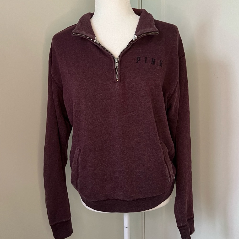 PINK Maroon Quarter Zip Sweatshirt
